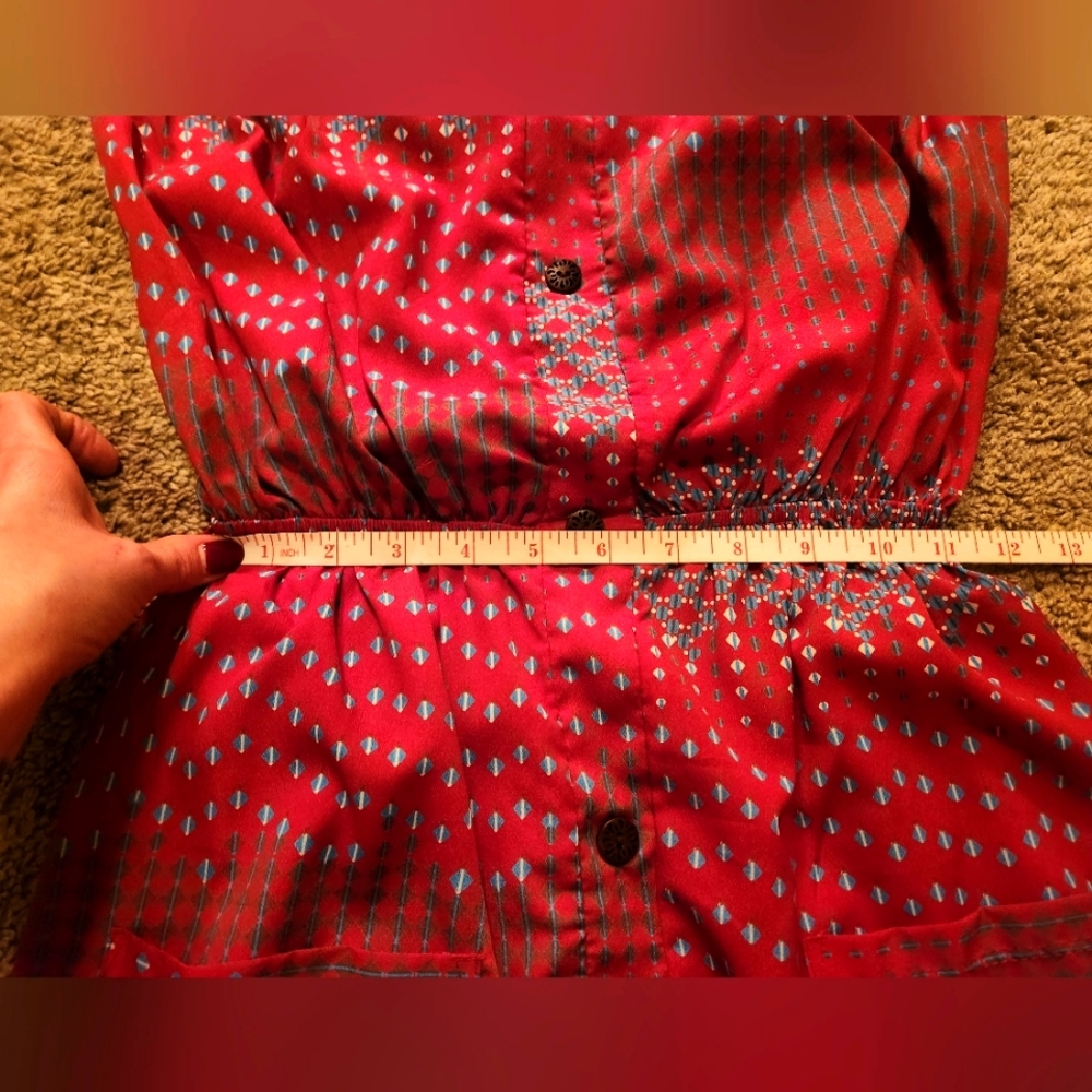WISH Red Blue Tribal Print Strapless Dress - Picture 6 of 10